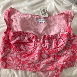 Charlie holiday pink crop top, underwire US size 8 NWT
